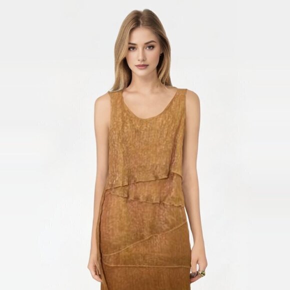 Enfocus Studio Shift Dress Sz 6 Gold Shimmer Tier fully lined - Picture 1 of 8